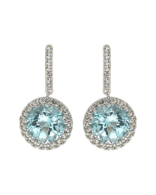 Suzy Levian Blue 0.02 Ct. Tw. Diamond & Gemstone Halo Dangle Earring