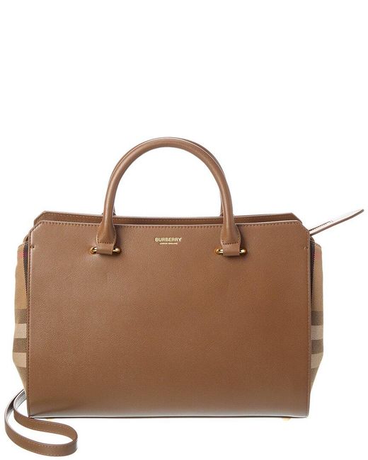 Burberry Brown Banwell Medium Check Canvas & Leather Satchel