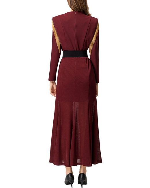 BURRYCO Red Solid Maxi Dress