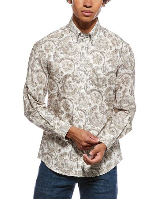 Brunello Cucinelli Gray Printed Shirt for men
