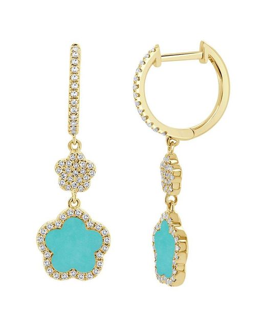 Italian Gold Blue Sabrina Designs 14K 1.13 Ct. Tw. Diamond & Clover Studs