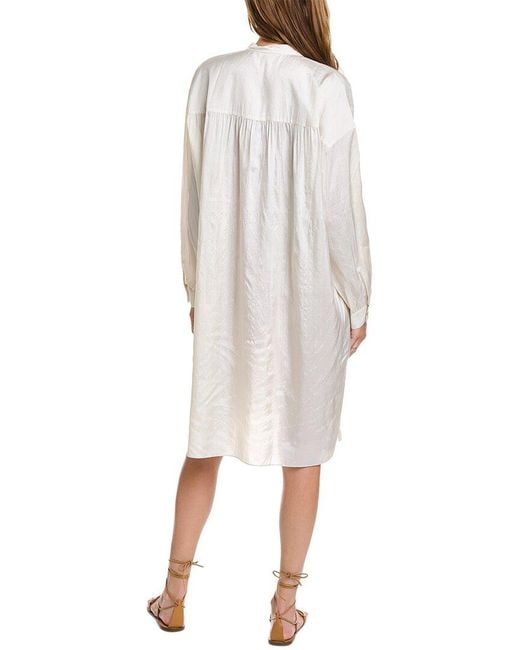 Eileen Fisher White Boxy Long Silk Shirt