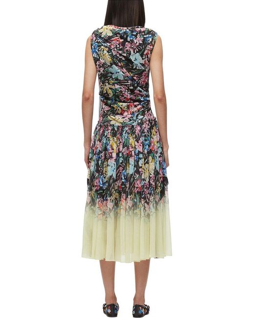 3.1 Phillip Lim Multicolor Flowerworks Chiffon Degrade Liberty Draped Silk-Blend Midi Dress