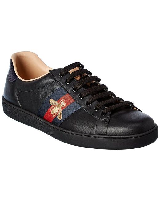 Gucci Men's New Ace Leather Low-top Trainers Black for Men - 38% - Lyst