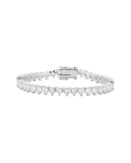 Glaze Jewelry White Cz Heart Tennis Bracelet
