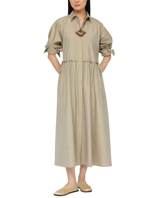Lafayette 148 New York Natural Gathered Dress