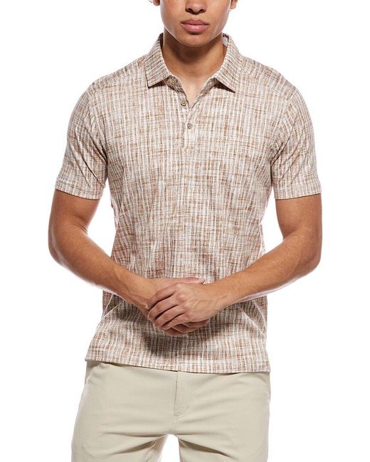 Raffi Gray Brushed Gingham Polo Shirt for men