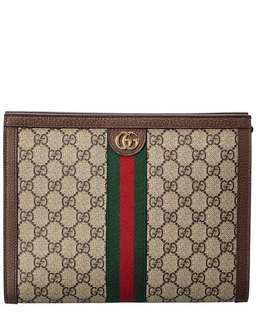 Gucci Brown Ophidia GG Supreme Canvas & Leather Pouch