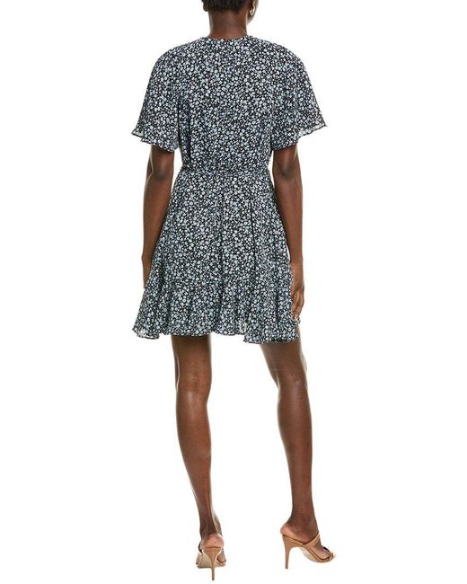 Cece Blue Raglan Fluted Hem Mini Skater Dress