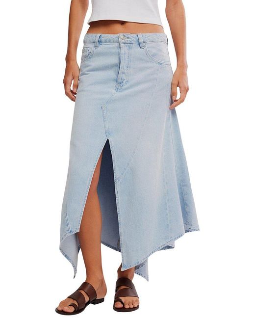 Free People Blue Aquarius Maxi Skirt