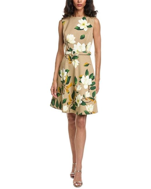 Oscar de la Renta Yellow Degrade Magnolia Twill Dress
