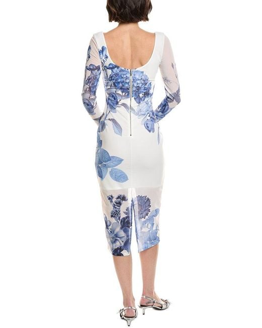 Alice + Olivia Delora Scoop Neck Ankle Length Dress in Blue | Lyst Alice + Olivia Delora Scoop Neck Ankle Length Dress in Blue | Lyst