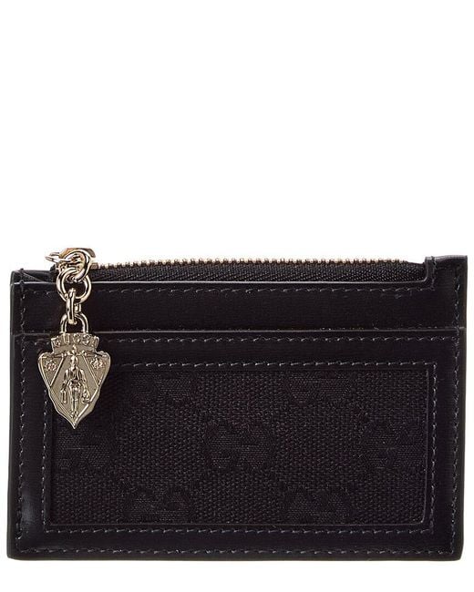 Gucci Black Luce Gg Canvas & Leather Card Case