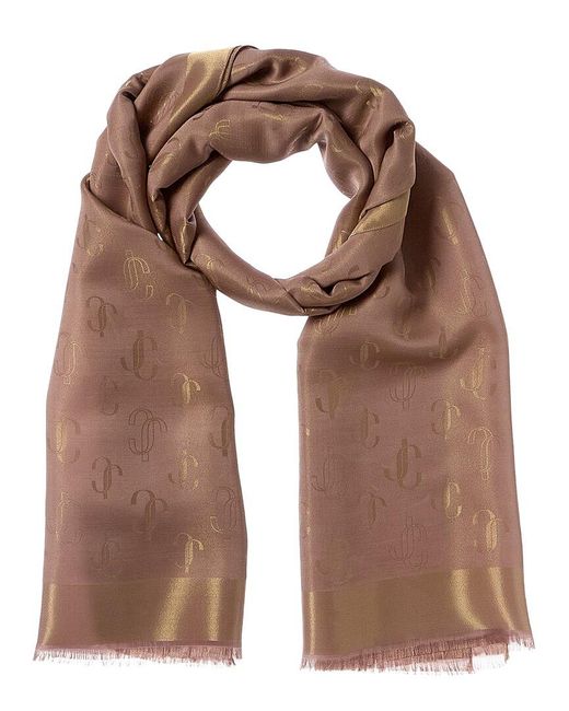 Jimmy Choo Brown Silk-Blend Scarf