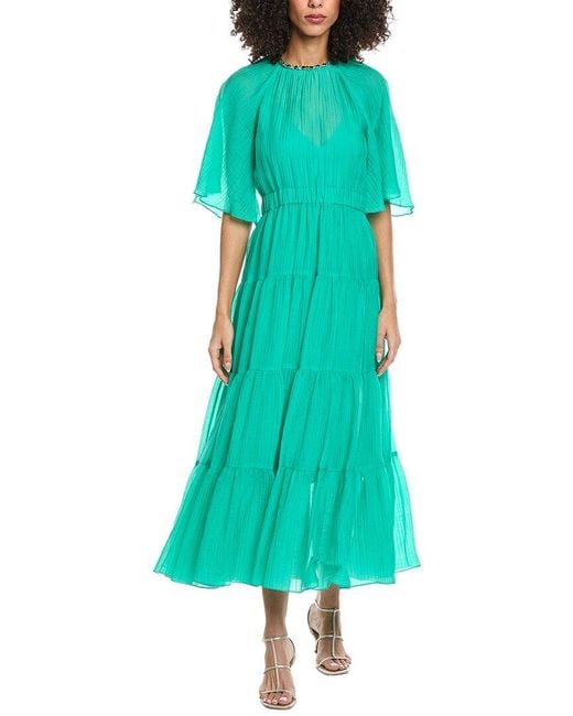 Sandro Green Woven Midi Dress