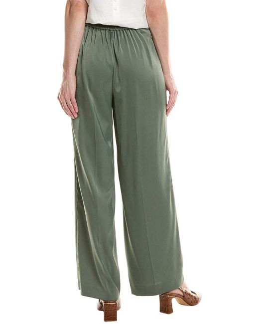Anne Klein Green Satin High-Rise Wide Leg Pant