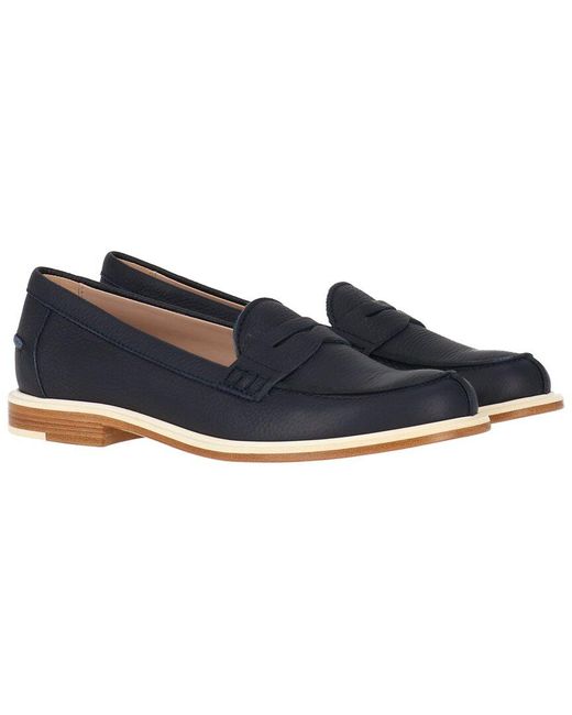 Tod's Blue Circle Frangia Nappine Leather Loafer