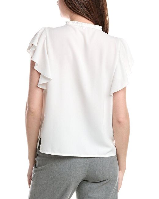 Vince Camuto White Embroidery Ruffle Blouse