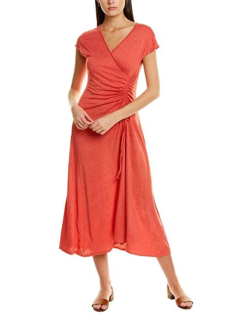 Max Studio Crinkled Ruched Midi Dress in Red Lyst
