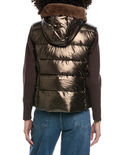 La Fiorentina Black Metallic Puffer Jacket