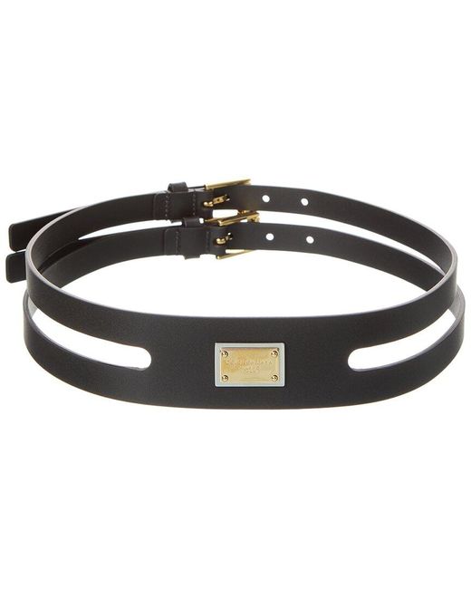 Dolce & Gabbana Black Logo Leather Belt