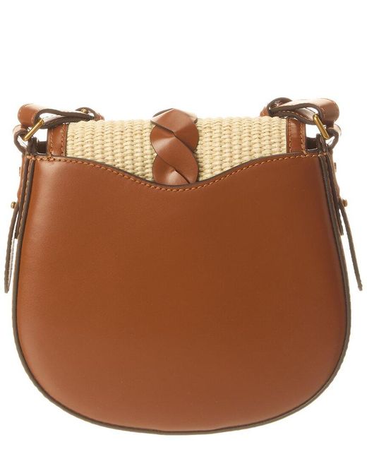 Isabel Marant Brown Altay Small Raffia & Leather Shoulder Bag