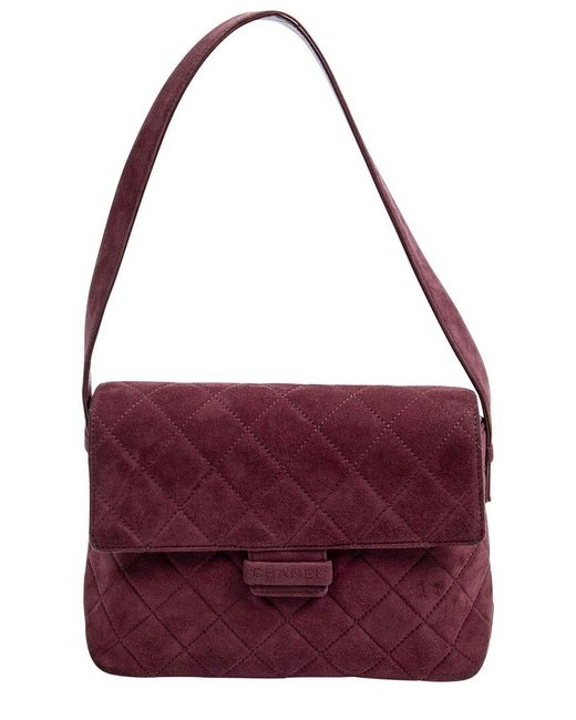 Chanel Purple Quilted Suede Single Flap Bag (Authentic Pre-Owned)