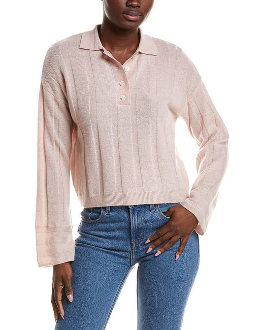 NAADAM Blue Coastal Cashmere Ribbed Polo Sweater