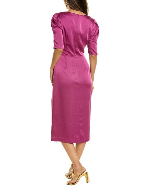 THEIA Pink Ina Cocktail Midi Dress