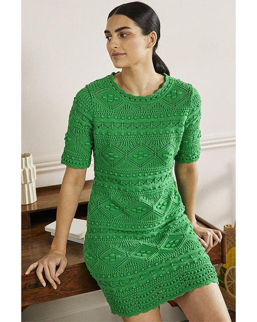 Boden Green Claudia Textured Knit Dress