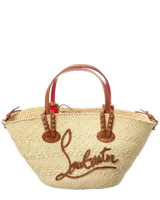 Christian Louboutin Metallic Cabata Mini Raffia & Leather Basket Tote