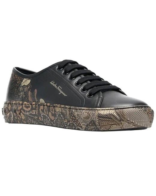 Ferragamo Black Borg Leather Sneaker