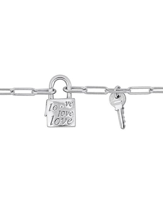 Italian Silver White Lock & Key Bracelet