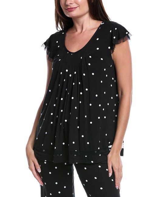 Ellen Tracy Black Flutter Sleeve Top