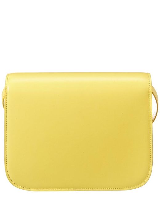 Celine Classic Medium Leather Shoulder Bag in Yellow Lyst