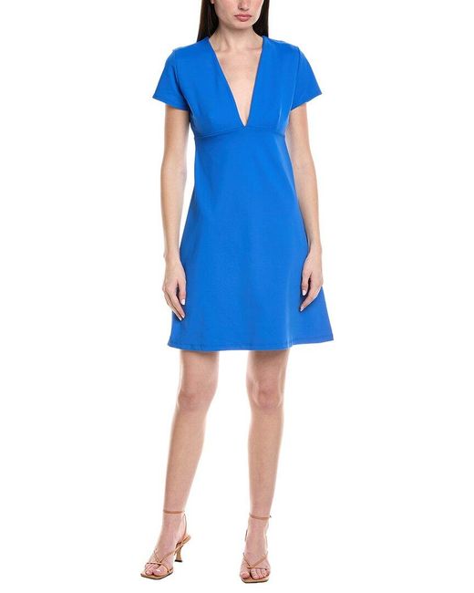 Susana Monaco Blue V-Neck A-Line Mini Dress