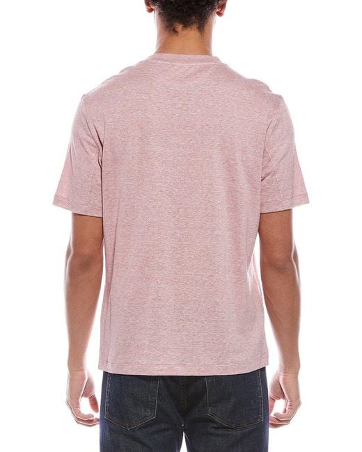 Brunello Cucinelli Pink Linen-Blend T-Shirt for men