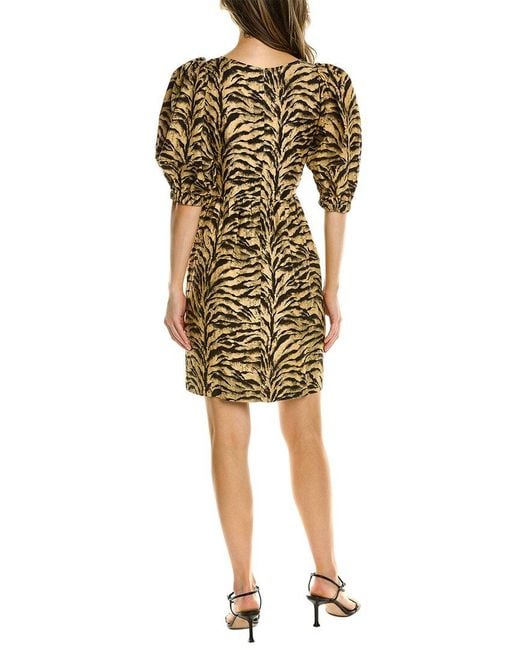 Ba&sh Yellow Dnu Puff-sleeve Mini Linen-blend Dress