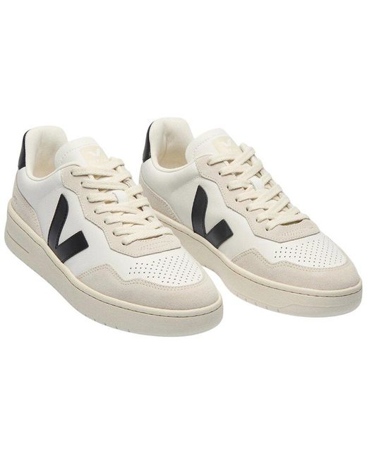 Veja White V-90 Leather & Suede Sneaker