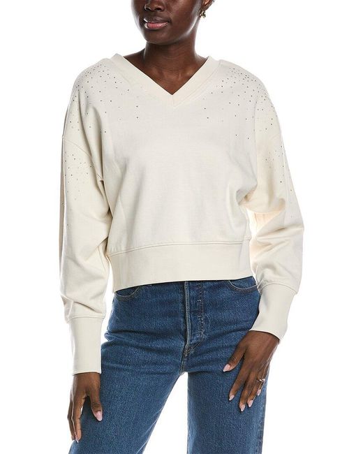 Boss White Elay Rhinestone Sweatshirt