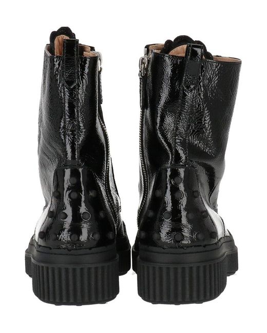 Tod's Black Gomma Pes Patent Boot