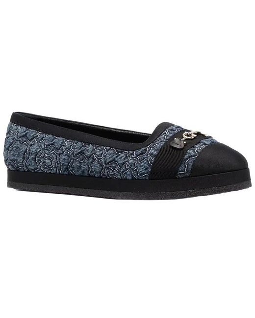 Ferragamo Black Gancini Galore Leather Ballet Flat