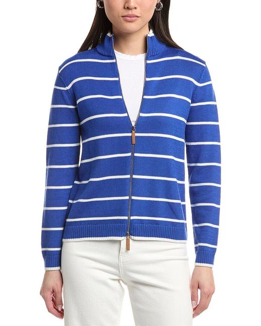 Lafayette 148 New York Blue Stripe Fitted Bomber