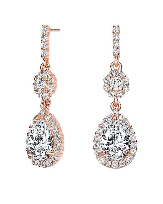 Genevive Jewelry White 18k Rose Gold Vermeil Earrings