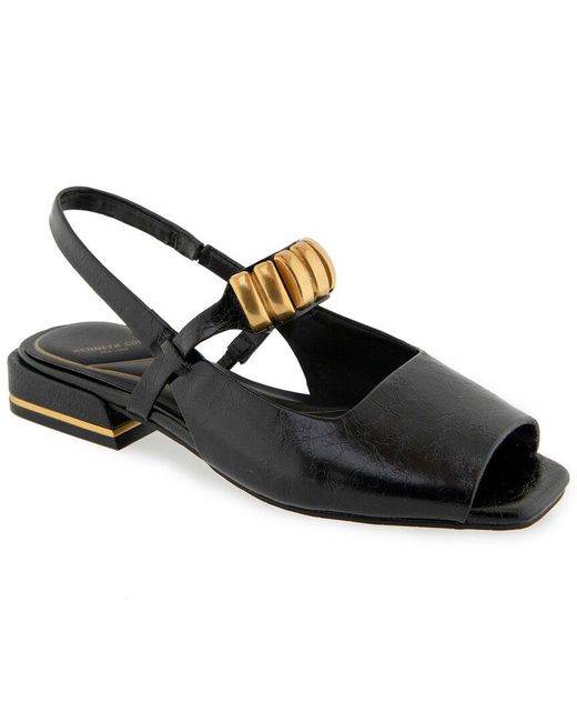 Kenneth Cole Black Illia Slingback Flat Sandals