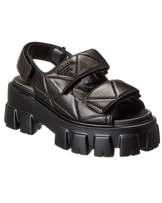 Prada Black Quilted Leather Platform Sandal
