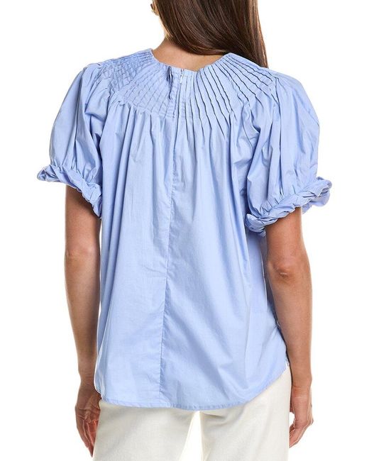 English Factory Blue Tuck Detail Blouse