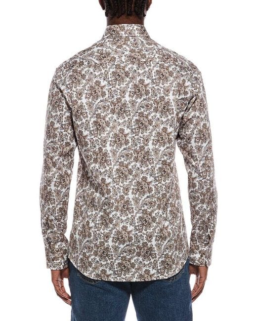 Eterna Gray Printed Dobby Modern Fit Shirt for men