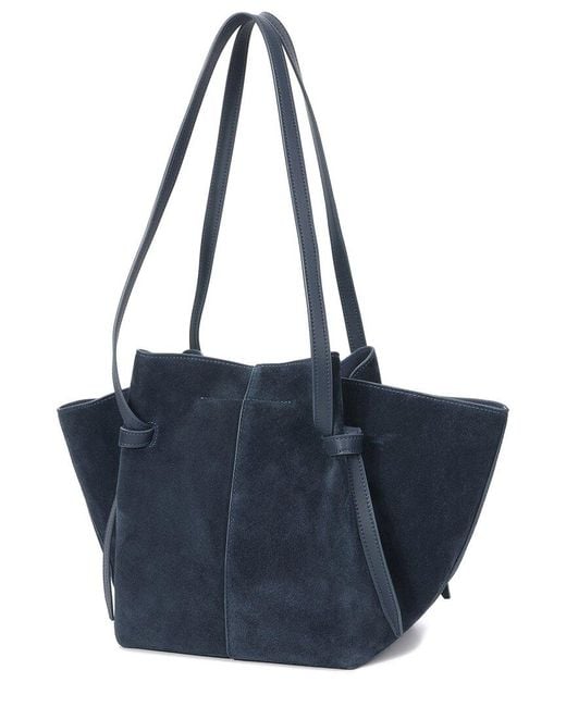 Tiffany & Fred Paris Blue Woven Suede & Leather Shoulder Bag