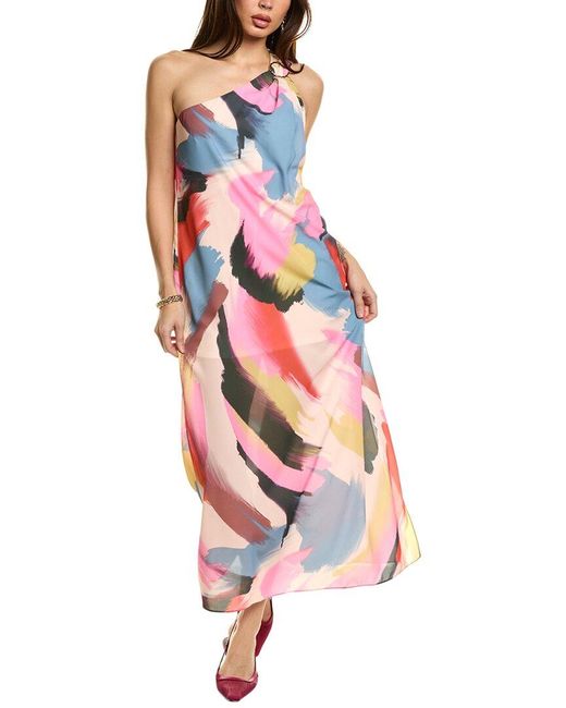 Laundry by Shelli Segal Red One-Shoulder Maxi Dress